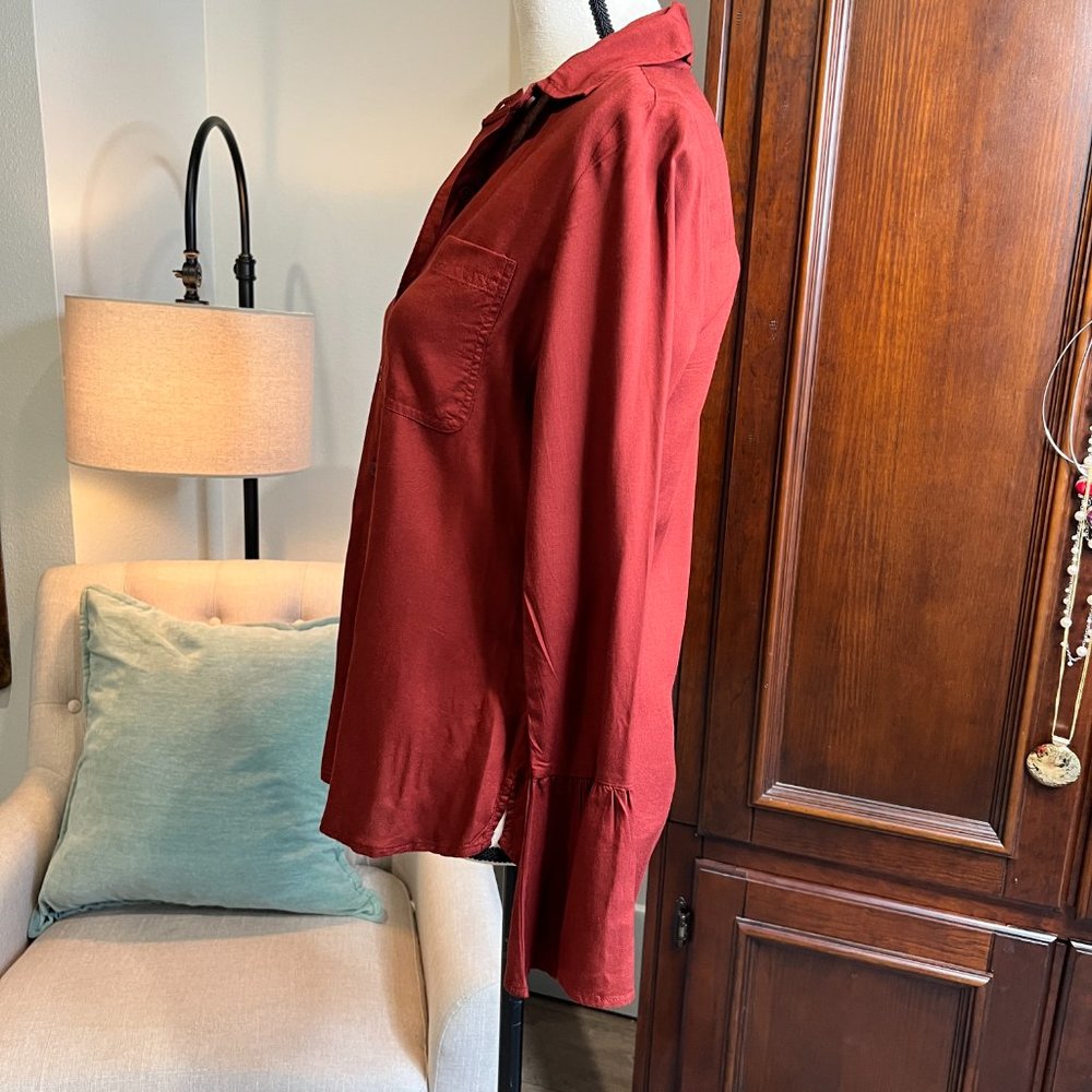 Beachlunchlounge Button Down Collar Ruffle Hem Sl… - image 5